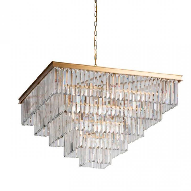 Квадратная Люстра RH 1920s Odeon GOLD iron Five layers Прозрачное Стекло 80х80 Золотой Прозрачное Стекло Квадратная Люстра RH 1920s Odeon GOLD iron Five layers Прозрачное Стекло 80х80 Золотой Прозрачное Стекло во Владивостоке | Loft Concept