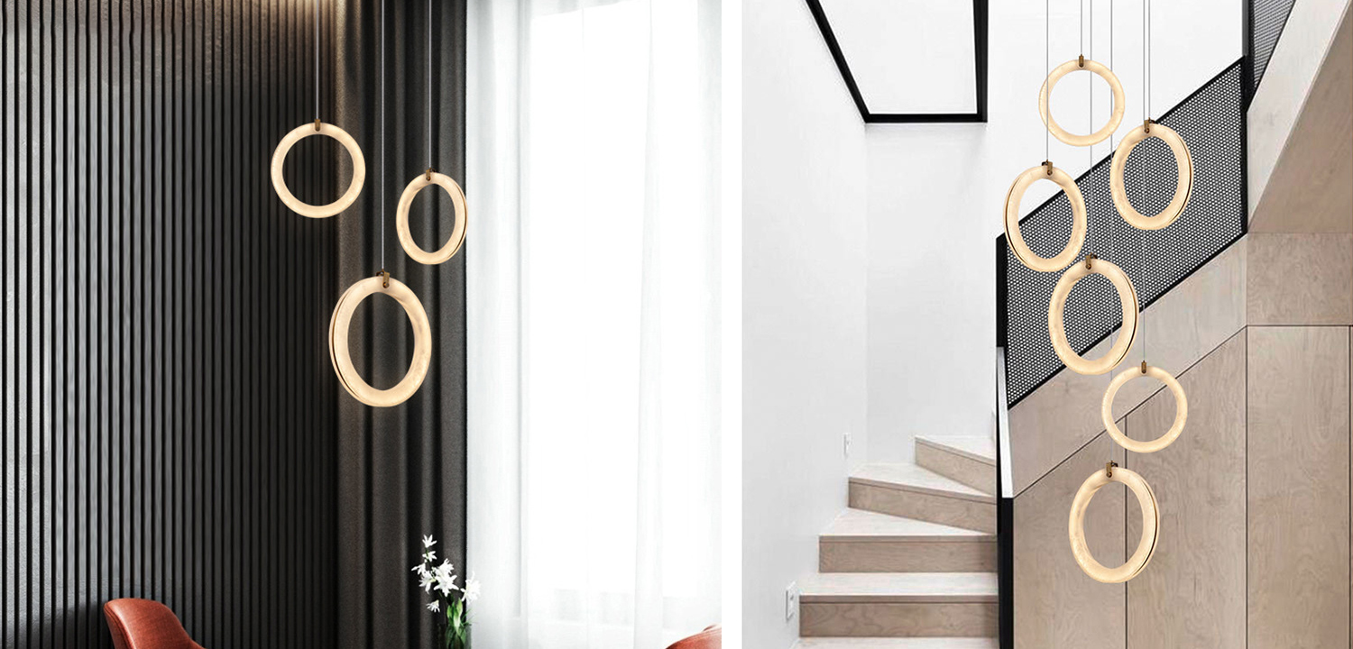 Подвесной светильник Кольцо из натурального мрамора Marble Ring - фото