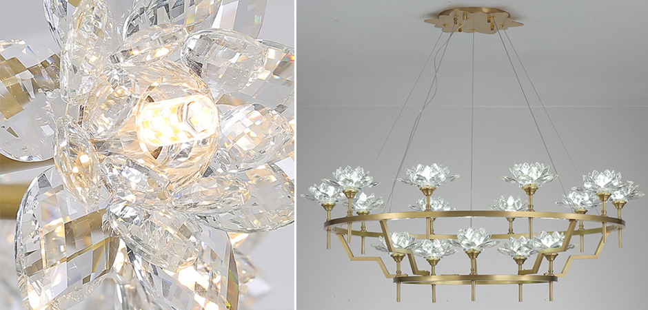 Большая Люстра Хрустальные Цветы Лотоса Lotus flower Clear Glass lamp 15 Большая Люстра Хрустальные Цветы Лотоса Lotus flower Clear Glass lamp 15 - Loft-Concept во Владивостоке