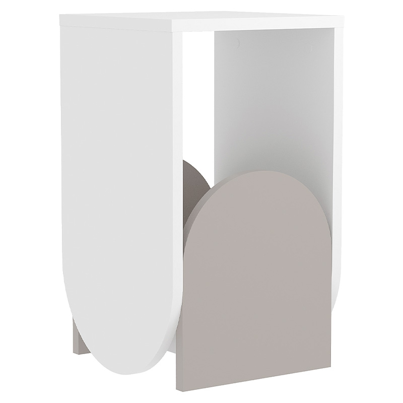Стол приставной с овальными элементами бело-бежевого цвета NUN SIDE TABLE WHITE LIGHT MOCHA Белый Бежево-серый Стол приставной с овальными элементами бело-бежевого цвета NUN SIDE TABLE WHITE LIGHT MOCHA Белый Бежево-серый во Владивостоке | Loft Concept