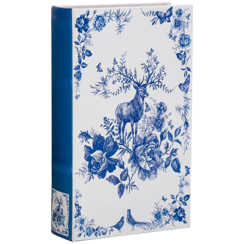 Шкатулка-книга с сейфом Deer and Blue Flowers Book Box Белый Синий Шкатулка-книга с сейфом Deer and Blue Flowers Book Box Белый Синий во Владивостоке | Loft Concept