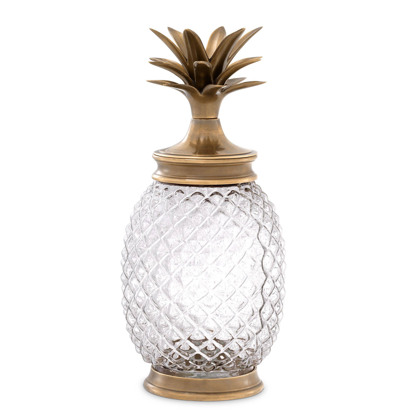 Ваза с крышкой Eichholtz Jar Hayworth brass Винтажная латунь Прозрачный Ваза с крышкой Eichholtz Jar Hayworth brass Винтажная латунь Прозрачный во Владивостоке | Loft Concept