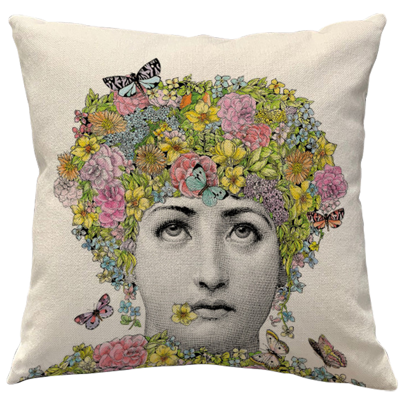Декоративная подушка Fornasetti Fior di Lina Бежевый Мульти Декоративная подушка Fornasetti Fior di Lina Бежевый Мульти во Владивостоке | Loft Concept