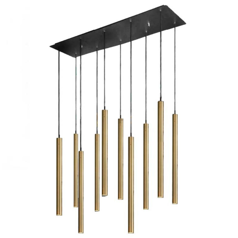 Светильник Trumpet Rectangle Gold 10 плафонов Золотой Черный Светильник Trumpet Rectangle Gold 10 плафонов Золотой Черный во Владивостоке | Loft Concept