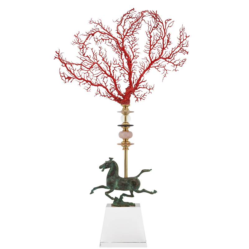 Аксессуар OBELISQUE CORAL HORSE Красный Прозрачный Темная бронза винтаж Латунь Аксессуар OBELISQUE CORAL HORSE Красный Прозрачный Темная бронза винтаж Латунь во Владивостоке | Loft Concept