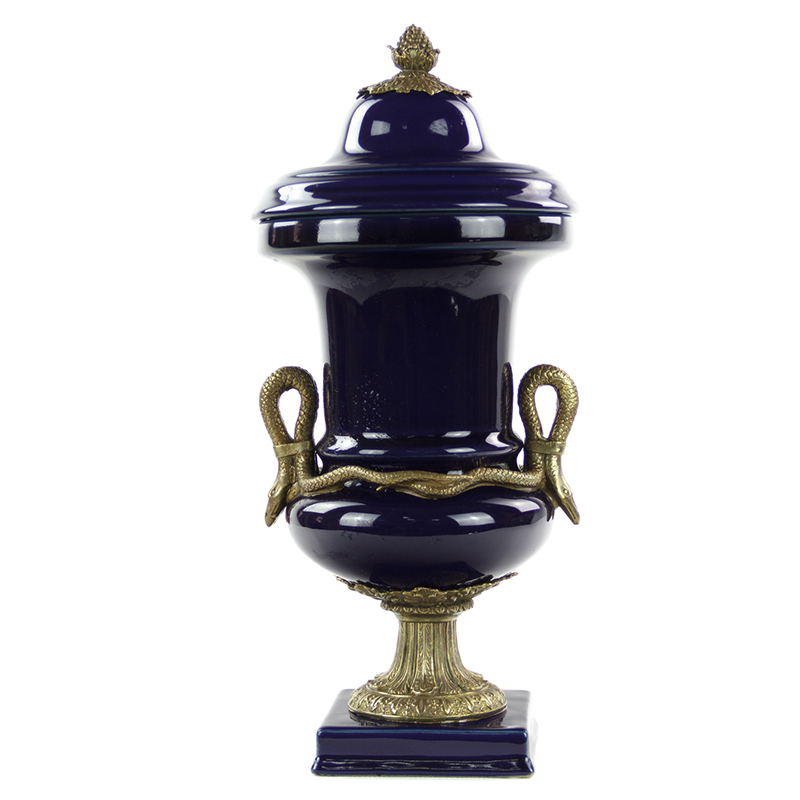 Ваза Selenia Blue Vase Bronze Serpents Синий Бронза Ваза Selenia Blue Vase Bronze Serpents Синий Бронза во Владивостоке | Loft Concept