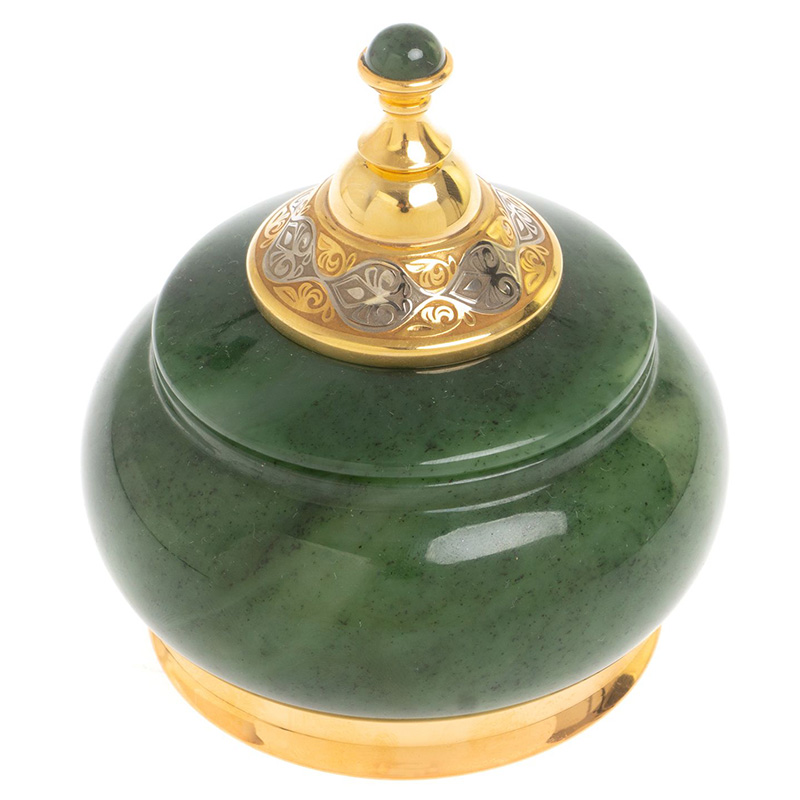 Икорница с крышкой с гравировкой из натурального камня Нефрит Decorative Cavair Dishes Золотой Никель Зеленый Икорница с крышкой с гравировкой из натурального камня Нефрит Decorative Cavair Dishes Золотой Никель Зеленый во Владивостоке | Loft Concept