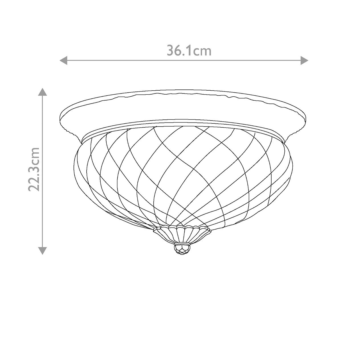 Потолочный светильник цвета латунь с прозрачным рифленым плафоном в форме чаши Hinkley во Владивостоке