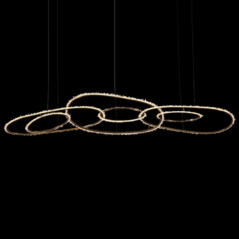 Люстра Six Rings Chain Quartz Crystal Chandelier Глянцевое золото Прозрачное Стекло Люстра Six Rings Chain Quartz Crystal Chandelier Глянцевое золото Прозрачное Стекло во Владивостоке | Loft Concept