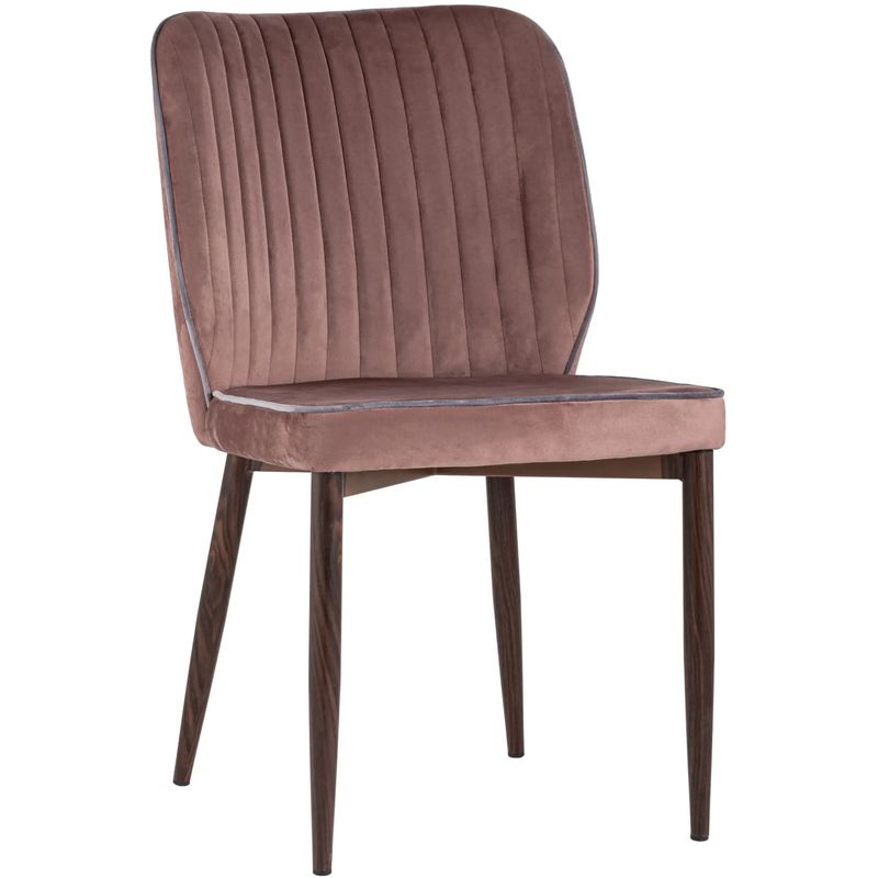 Стул Lawrence Chair Розовый велюр Серый кант Розовый пастельный Светло-серый Коричневый Стул Lawrence Chair Розовый велюр Серый кант Розовый пастельный Светло-серый Коричневый во Владивостоке | Loft Concept