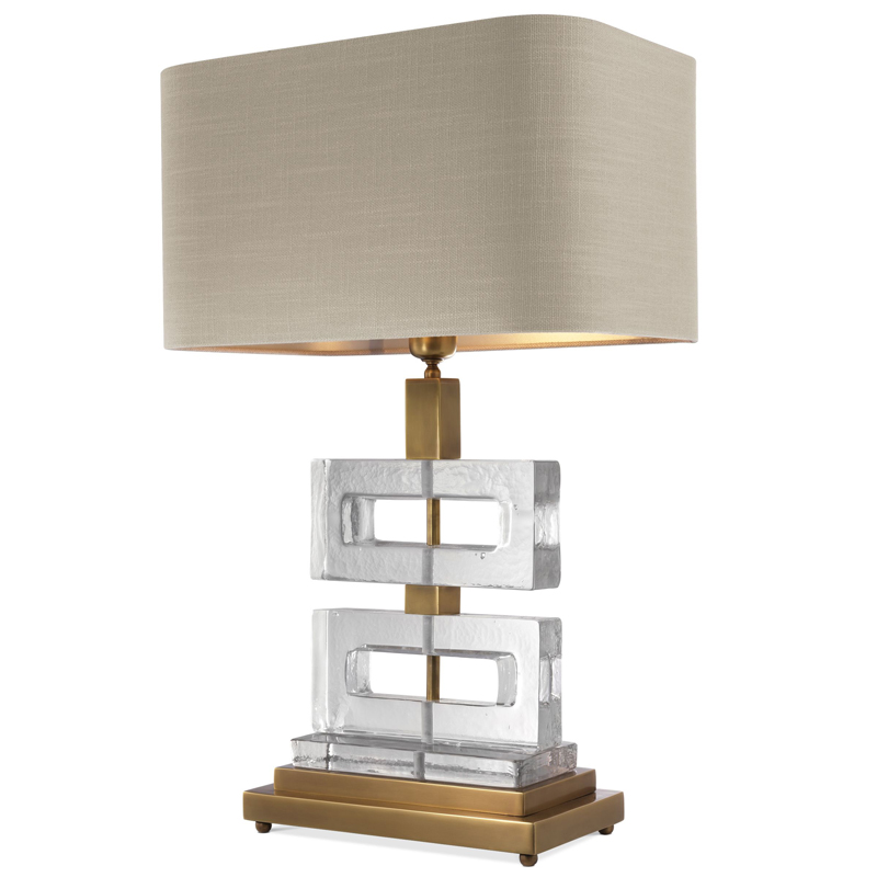 Настольная лампа Eichholtz Table Lamp Umbria Brass Прозрачный Винтажная латунь Бежево-серый Настольная лампа Eichholtz Table Lamp Umbria Brass Прозрачный Винтажная латунь Бежево-серый во Владивостоке | Loft Concept