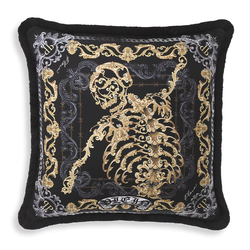 Подушка Philipp Plein Cushion Silk Skeleton 50 x 50 cm Черный Серый Золотой Подушка Philipp Plein Cushion Silk Skeleton 50 x 50 cm Черный Серый Золотой во Владивостоке | Loft Concept