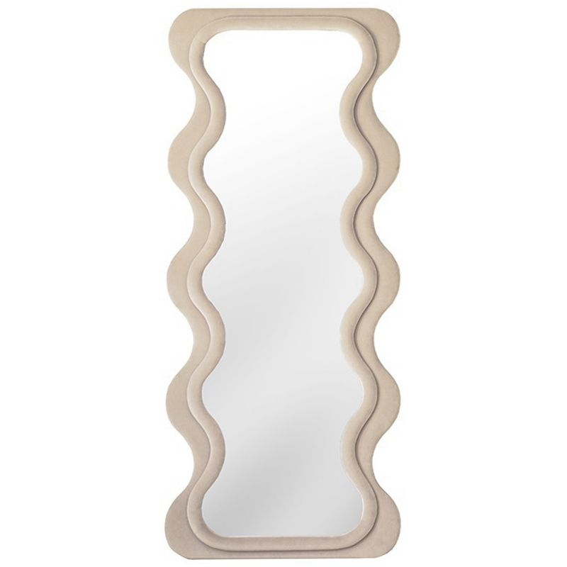 Зеркало Velvet Curved Waves Mirror Бежевый Зеркало Зеркало Velvet Curved Waves Mirror Бежевый Зеркало во Владивостоке | Loft Concept