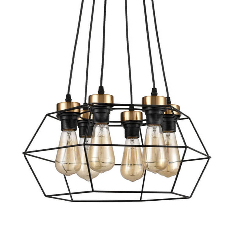 Люстра Loft Wire Cage Black lamp 6 Черный во Владивостоке | Loft Concept 