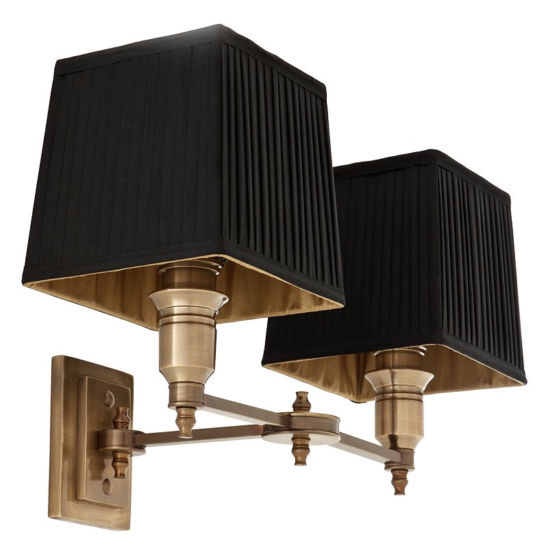 Бра Wall Lamp Lexington Double Brass+Black Латунь Античная полированная Черный Бра Wall Lamp Lexington Double Brass+Black Латунь Античная полированная Черный во Владивостоке | Loft Concept