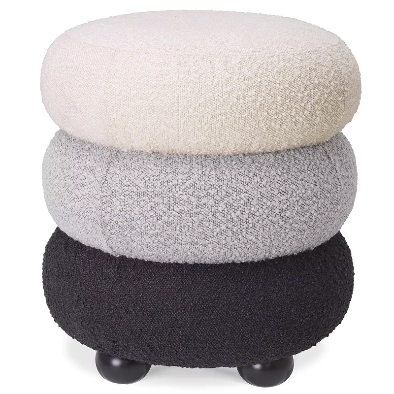 Пуф Eichholtz Stool Tulum Boucle Светло-серый Черный Молочный Пуф Eichholtz Stool Tulum Boucle Светло-серый Черный Молочный во Владивостоке | Loft Concept