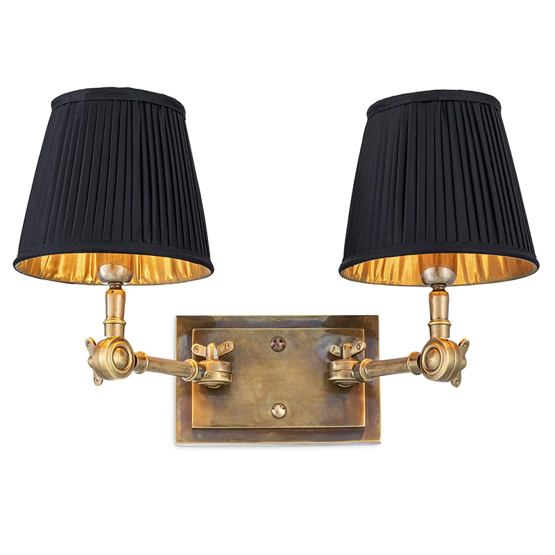 Бра Eichholtz Wall Lamp Wentworth Double Brass Винтажная латунь Черный Бра Eichholtz Wall Lamp Wentworth Double Brass Винтажная латунь Черный во Владивостоке | Loft Concept