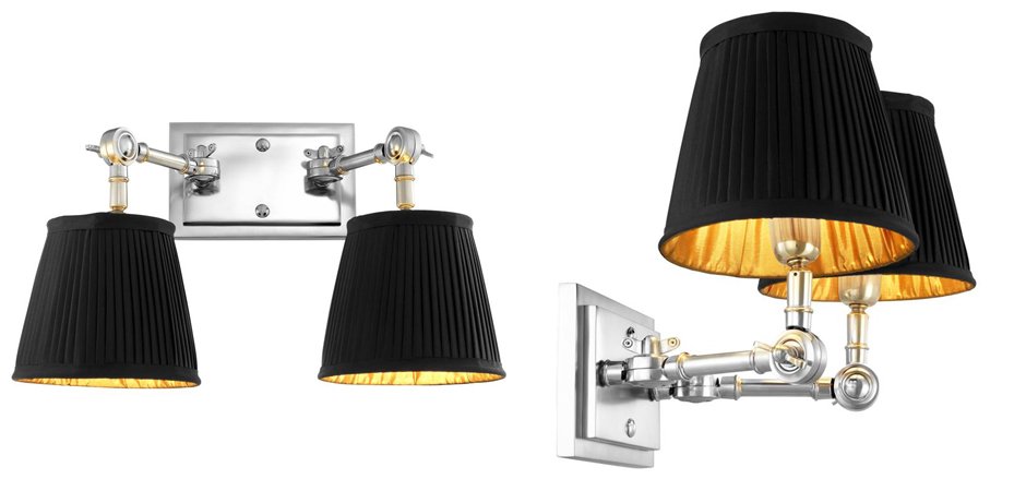 Бра Wall Lamp Wentworth Double Nickel+Black Бра Wall Lamp Wentworth Double Nickel+Black - Loft-Concept во Владивостоке