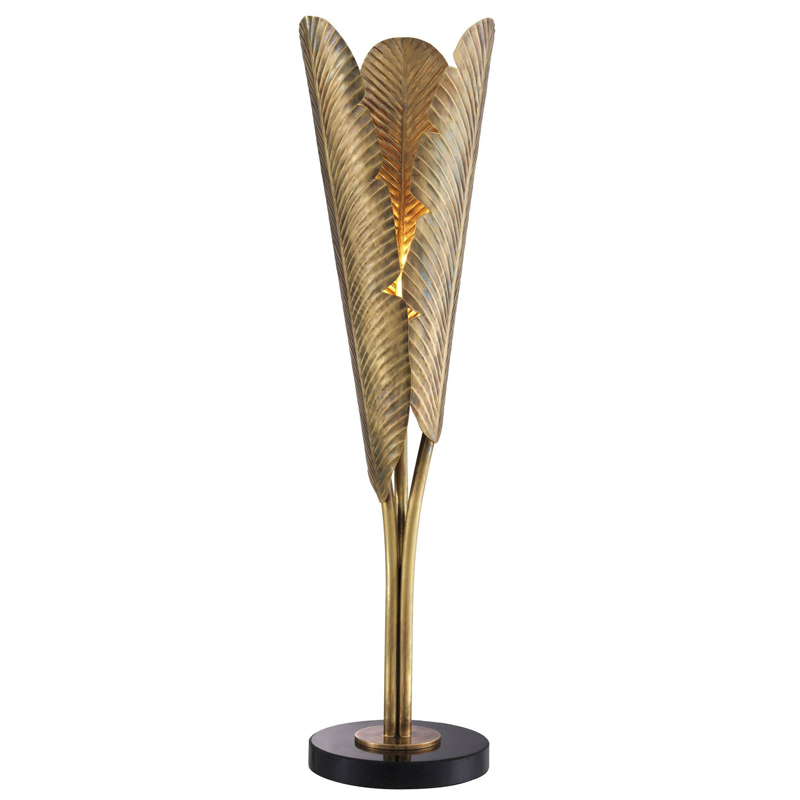 Настольная лампа Eichholtz Table Lamp Plantain Винтажная латунь Черный Настольная лампа Eichholtz Table Lamp Plantain Винтажная латунь Черный во Владивостоке | Loft Concept