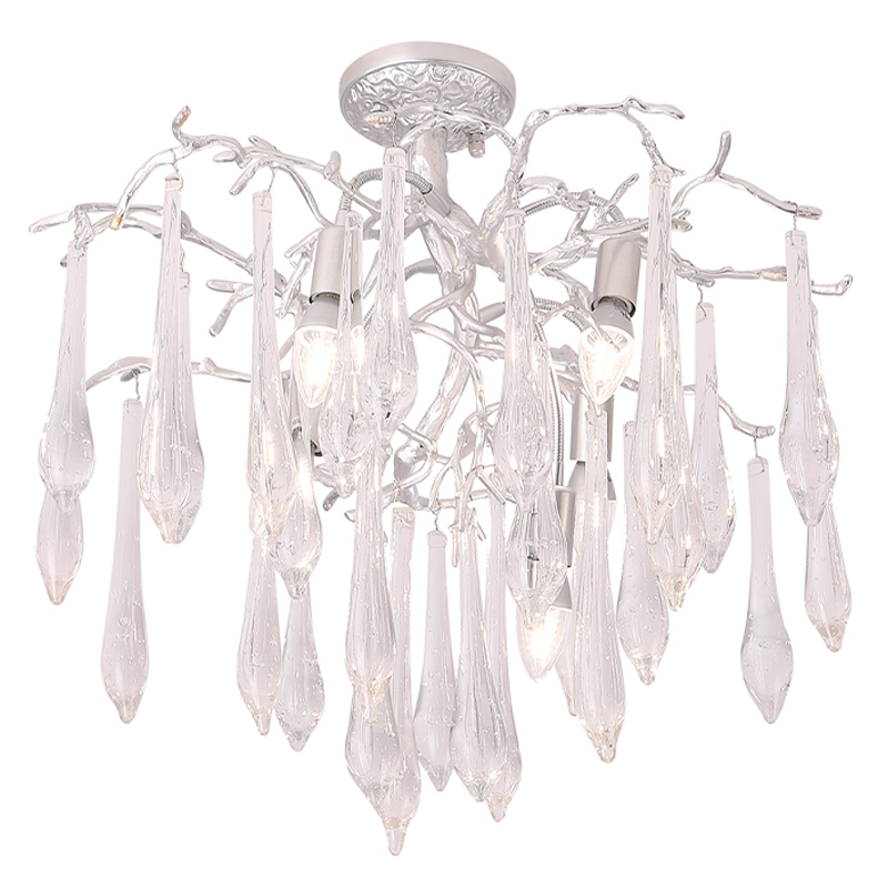 Люстра потолочная с прозрачными стеклянными подвесками в форме капель Droplet Chandelier Золотой Прозрачный Серебряный Люстра потолочная с прозрачными стеклянными подвесками в форме капель Droplet Chandelier Золотой Прозрачный Серебряный во Владивостоке | Loft Concept