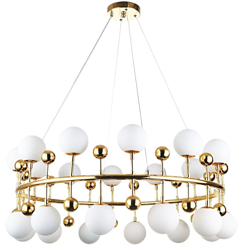Люстра Milk Bubble Ring Chandelier Глянцевое золото Белый Люстра Milk Bubble Ring Chandelier Глянцевое золото Белый во Владивостоке | Loft Concept
