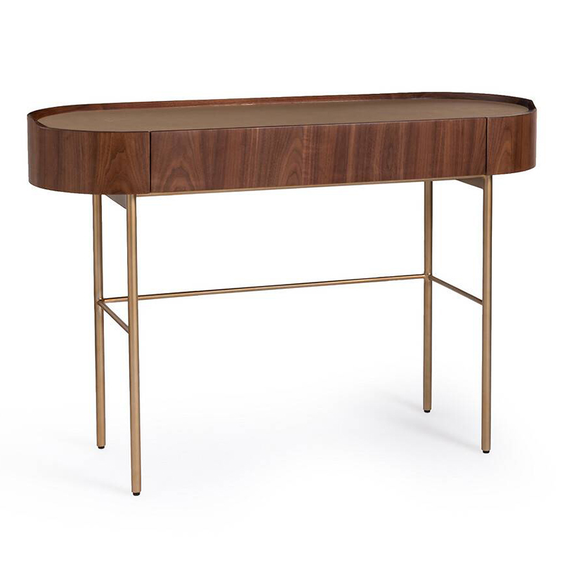Стол-консоль Walnut and Leather Орех Золотой Шампань Стол-консоль Walnut and Leather Орех Золотой Шампань во Владивостоке | Loft Concept