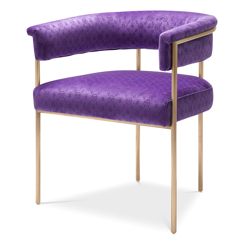 Стул Philipp Plein Dining Chair Monogram Фиолетовый Фиолетовый Золотой во Владивостоке | Loft Concept 