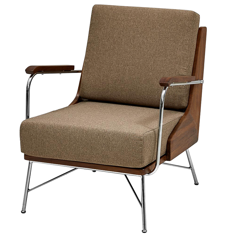 Кресло в ретро стиле Kinsey Armchair Коричневый Хром Кресло в ретро стиле Kinsey Armchair Коричневый Хром во Владивостоке | Loft Concept