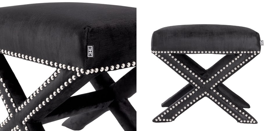 Оттоманка Eichholtz Stool Perugia Black Оттоманка Eichholtz Stool Perugia Black - Loft-Concept во Владивостоке
