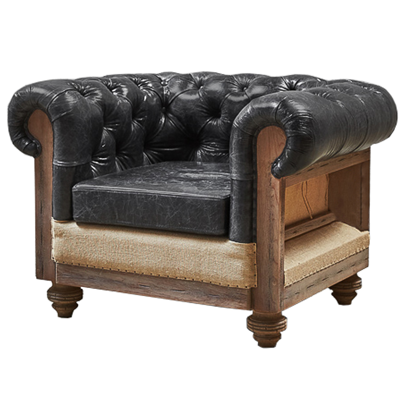 Кресло Deconstructed Chesterfield Armchair Графит Коричневый Кресло Deconstructed Chesterfield Armchair Графит Коричневый во Владивостоке | Loft Concept
