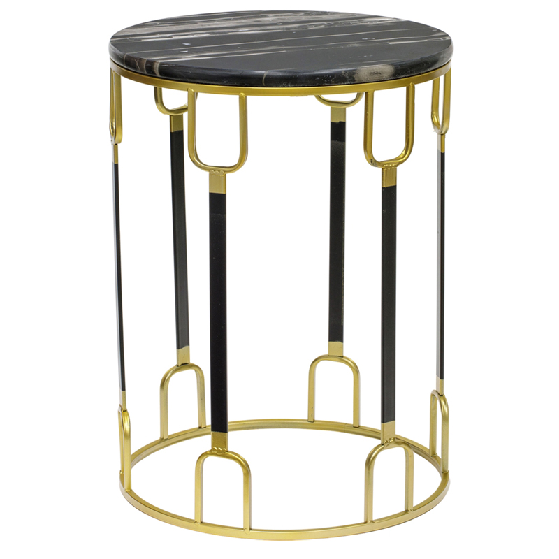Приставной стол Dorius Side Table black marble high Латунь Черный Черный Мрамор Nero во Владивостоке | Loft Concept 
