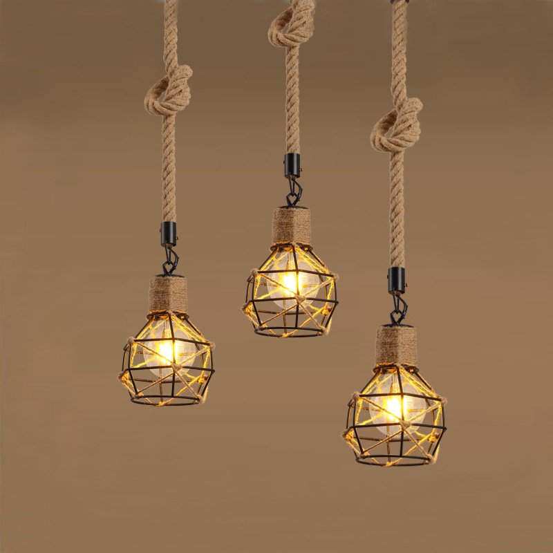 Подвесной светильник LOFT ROPE CHANDELIER CAGE Mono Черный Коричневый Подвесной светильник LOFT ROPE CHANDELIER CAGE Mono Черный Коричневый во Владивостоке | Loft Concept