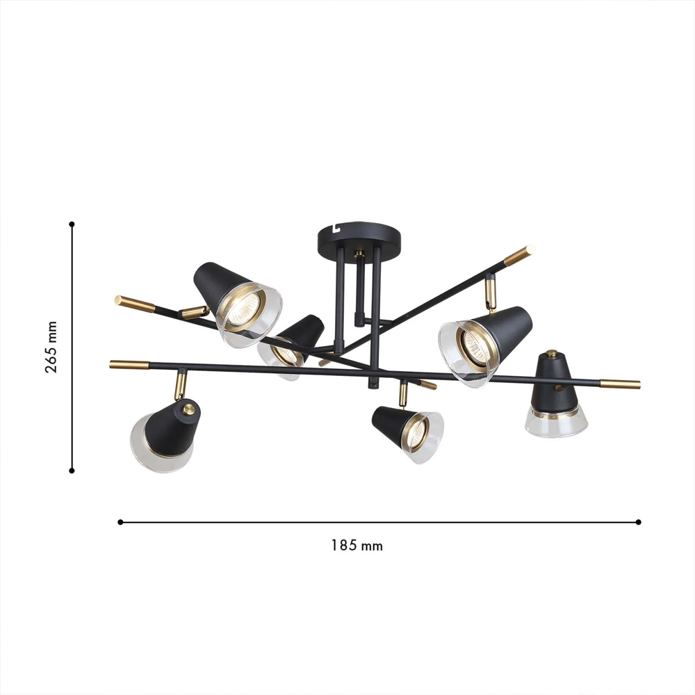 Потолочный светильник с конусообразными плафонами с контрастным сочетанием бронзы и глубоким черным цветом Aurika во Владивостоке