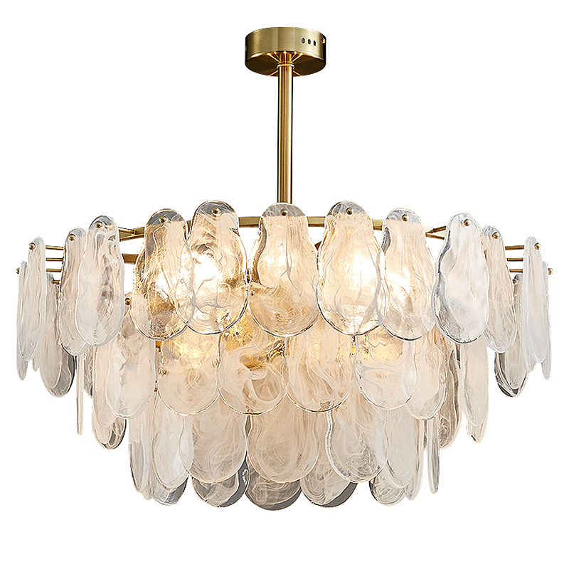 Люстра Maat Textured Glass Chandelier Глянцевое золото Белое матовое стекло Люстра Maat Textured Glass Chandelier Глянцевое золото Белое матовое стекло во Владивостоке | Loft Concept