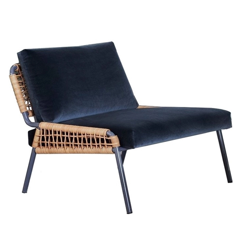 Кресло Patio Lounge Chair Сапфирово-синий Черный Древесина Кресло Patio Lounge Chair Сапфирово-синий Черный Древесина во Владивостоке | Loft Concept