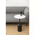 Кофейный столик с белой мраморной столешницей на черном основании Tall Coffee Black and White Table варинант исполнения - 2 | Loft Concept во Владивостоке
