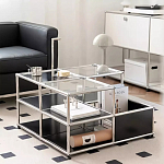 Дизайнерский журнальный стол квадратный с полками Akydy варинант исполнения - 3 | Loft Concept во Владивостоке