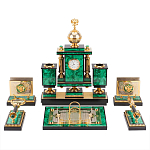 Настольный письменный набор из малахита и долерита с декором в виде герба России Leader Organizer варинант исполнения - 1 | Loft Concept во Владивостоке