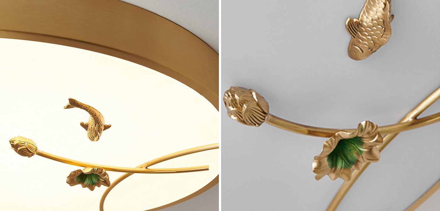 Круглый потолочный светильник Gold Fish Round Ceiling Lamp Золотой Круглый потолочный светильник Gold Fish Round Ceiling Lamp Золотой - Loft-Concept во Владивостоке