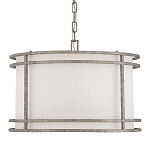 Подвесной светильник в виде барабана с тканевым абажуром и металлическим каркасом Warm Glow варинант исполнения - 3 | Loft Concept во Владивостоке