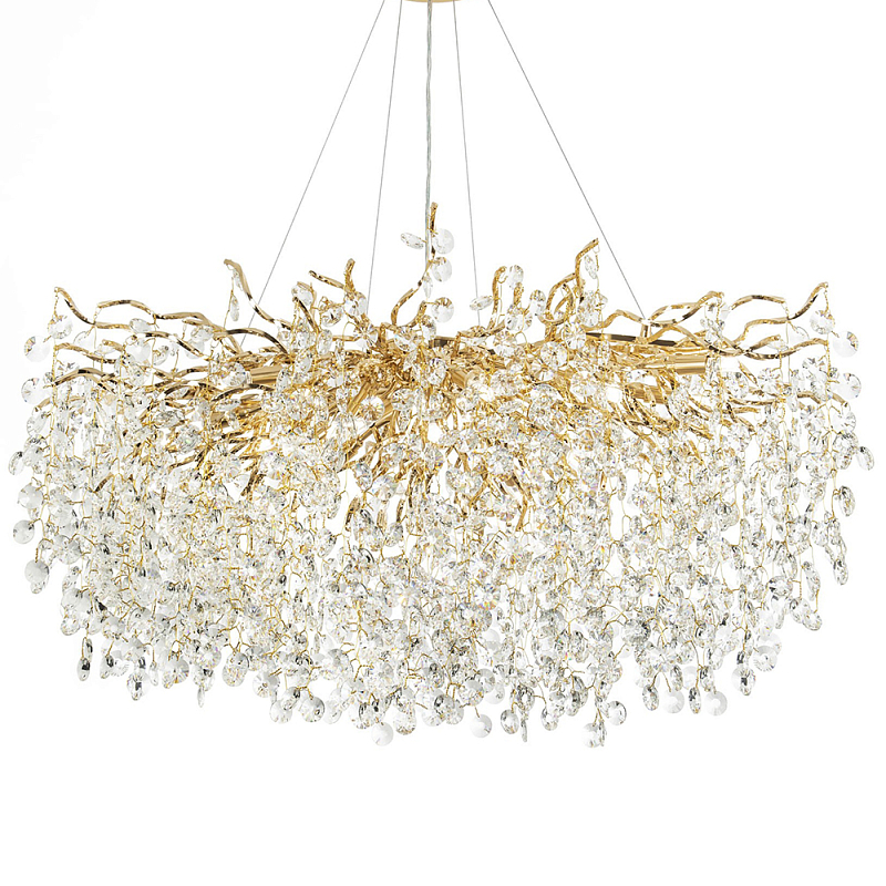 Люстра с хрустальными подвесками на металлических ветках Fairytree Light Gold Chandelier 18 Золотой Прозрачный Люстра с хрустальными подвесками на металлических ветках Fairytree Light Gold Chandelier 18 Золотой Прозрачный во Владивостоке | Loft Concept