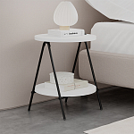 Стол приставной с 2-мя круглыми белыми столешницами ESSEL SIDE TABLE WHITE варинант исполнения - 7 | Loft Concept во Владивостоке