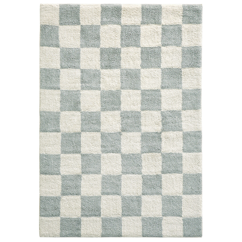 Ковер с шахматным принтом Chess Layout из хлопка Серо-голубой Серо-коричневый во Владивостоке | Loft Concept 