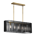 Люстра подвесная овальной формы с металлическим решетчатым абажуром матово-черного цвета и 5 лампами Kichler варинант исполнения - 2 | Loft Concept во Владивостоке