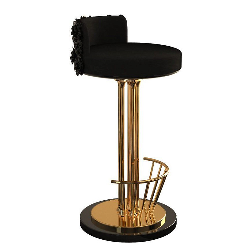 Барный стул Pilar Bar Stool Глянцевое золото Черный Барный стул Pilar Bar Stool Глянцевое золото Черный во Владивостоке | Loft Concept