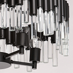 Люстра круглая из матового черного металла с подвесками из прозрачных стеклянных трубок Noir Tubes варинант исполнения - 5 | Loft Concept во Владивостоке