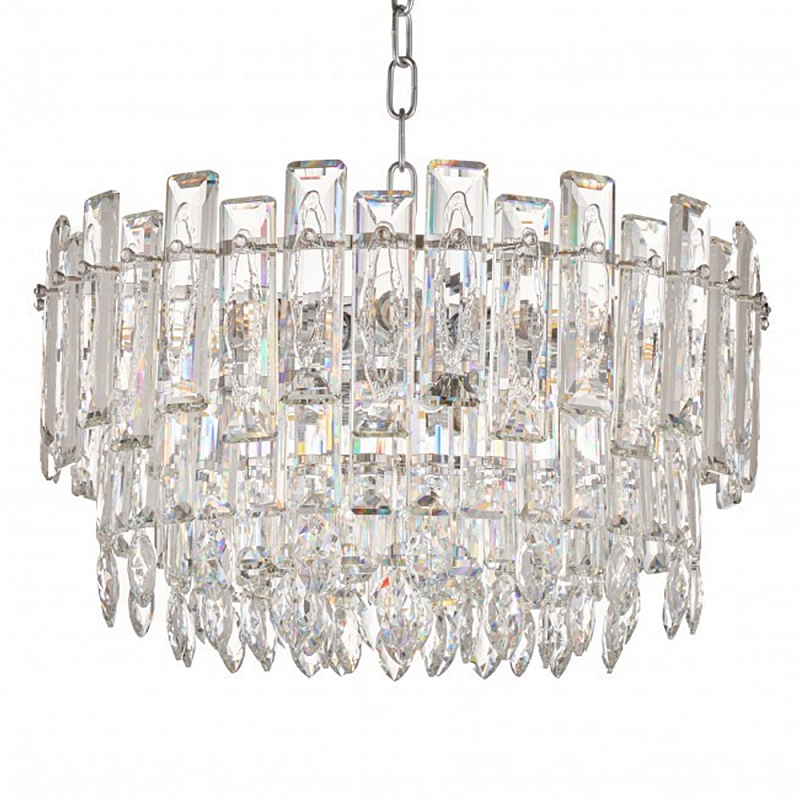 Круглая люстра с хрустальными подвесками на серебряном каркасе Gorgeous Crystal Light Хром Прозрачный Круглая люстра с хрустальными подвесками на серебряном каркасе Gorgeous Crystal Light Хром Прозрачный во Владивостоке | Loft Concept