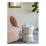 Приставной столик с мозаичным рисунком из раковин устриц Bone Inlay варинант исполнения - 6 | Loft Concept во Владивостоке