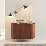 Комод округлой формы с тремя ящиками Walnut and Leather варинант исполнения - 9 | Loft Concept во Владивостоке