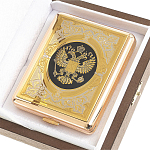 Портсигар на 20 сигарет с гравировкой Герба России в подарочной коробке Metal Cigarettes Cases варинант исполнения - 4 | Loft Concept во Владивостоке